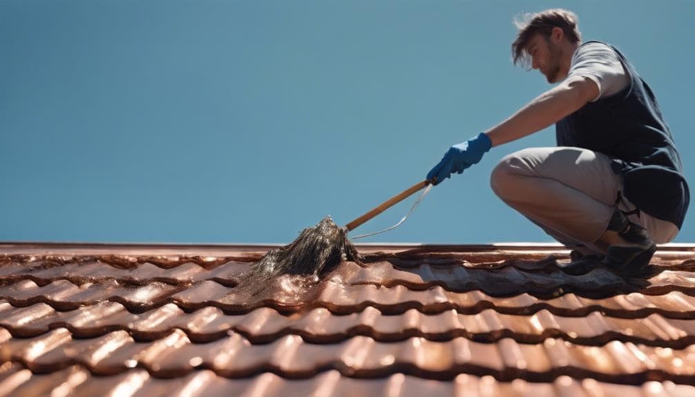 Ground-level view of a Cork estate roof being checked before storm season, tiles, ridge line and gutters in frame